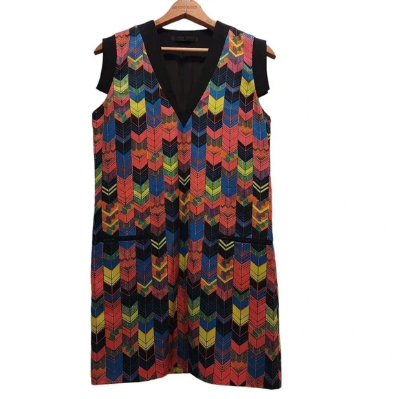 Jenni Kayne Resort Vibrant Multi Color Geometric Silk Mini Dress Small - Picture 4 of 16